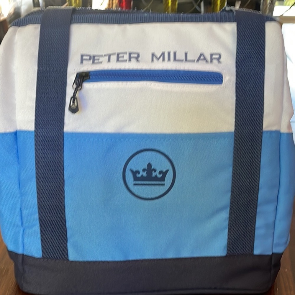 Peter Millar White, Light Blue & Navy insulated Cooler Bag